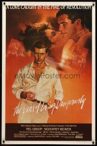 9k846 YEAR OF LIVING DANGEROUSLY 1sh '82 Peter Weir, great artwork of Mel Gibson by Stapleton!
