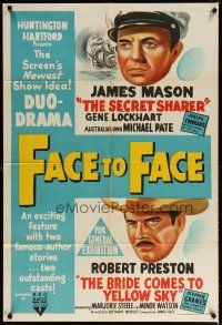 9m672 FACE TO FACE Aust 1sh '52 double-bill of Secret Sharer & Bride Comes to Yellow Sky!