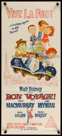 9m725 BON VOYAGE Aust daybill '62 Walt Disney, Fred MacMurray, Jane Wyman, great wacky art!
