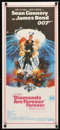 9m768 DIAMONDS ARE FOREVER Aust daybill '71 art of Sean Connery as James Bond by Robert McGinnis!
