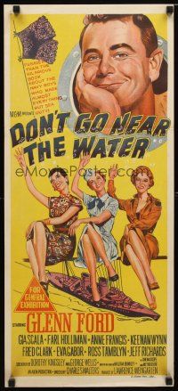 9m769 DON'T GO NEAR THE WATER Aust daybill '57 Glenn Ford, different art of 3 sexy girls!