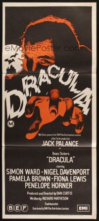 9m771 DRACULA Aust daybill '73 cool art of vampire Jack Palance!