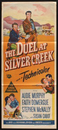 9m773 DUEL AT SILVER CREEK Aust daybill '52 Audie Murphy & Stephen McNally dared the outlaw guns!
