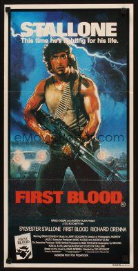 9m800 FIRST BLOOD Aust daybill '82 artwork of Sylvester Stallone as John Rambo by Drew Struzan!