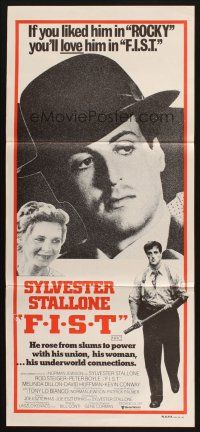 9m786 F.I.S.T. Aust daybill '77 great images of Sylvester Stallone, Melinda Dillon!