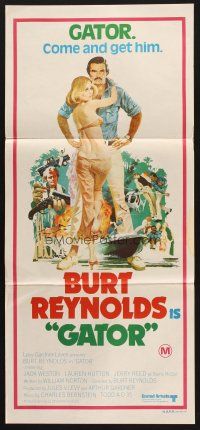 9m829 GATOR Aust daybill '76 art of Burt Reynolds & Hutton by McGinnis, White Lightning sequel!