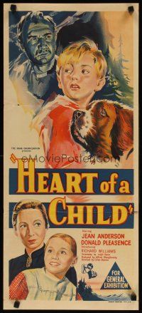9m865 HEART OF A CHILD Aust daybill '58 great artwork of boy and his St. Bernard dog!