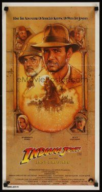 9m882 INDIANA JONES & THE LAST CRUSADE Aust daybill '89 art of Ford & Sean Connery by Drew Struzan!