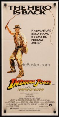 9m884 INDIANA JONES & THE TEMPLE OF DOOM Aust daybill '84 Harrison Ford, the hero is back!
