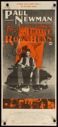 9m896 LIFE & TIMES OF JUDGE ROY BEAN Aust daybill '72 John Huston, art of Newman by Richard Amsel!