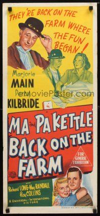 9m903 MA & PA KETTLE BACK ON THE FARM Aust daybill '51 Marjorie Main & Percy Kilbride find uranium