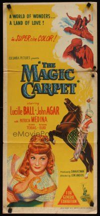 9m905 MAGIC CARPET Aust daybill '51 artwork of sexy Arabian Princess Lucille Ball!