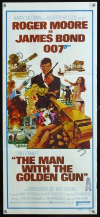 9m909 MAN WITH THE GOLDEN GUN Aust daybill '74 Roger Moore as James Bond by Robert McGinnis!
