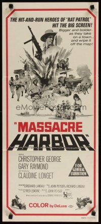 9m910 MASSACRE HARBOR Aust daybill '68 hit & run heroes from TV's Rat Patrol on big screen!