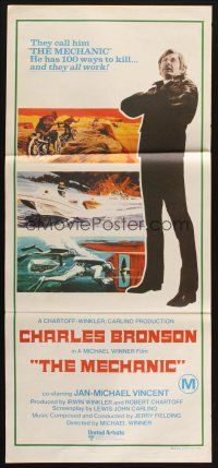 9m912 MECHANIC Aust daybill '72 Charles Bronson, he has more than a dozen ways to kill!