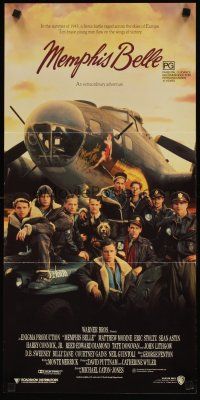 9m913 MEMPHIS BELLE Aust daybill '90 Matt Modine, Sean Astin, cool cast portrait by WWII B-17!