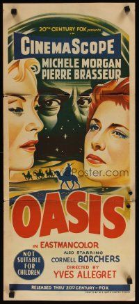 9m928 OASIS Aust daybill '56 sexy Michele Morgan, Pierre Brasseur, directed by Yves Allegret!