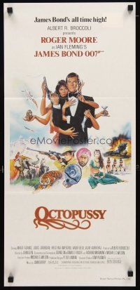 9m929 OCTOPUSSY Aust daybill '83 art of Maud Adams & Roger Moore as James Bond by Daniel Gouzee!