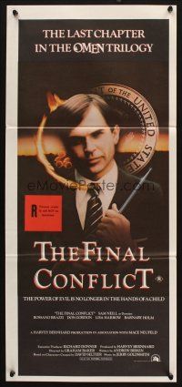9m931 OMEN 3 - THE FINAL CONFLICT Aust daybill '81 creepy image of Sam Neill as President Damien!