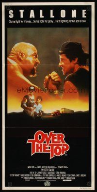 9m935 OVER THE TOP Aust daybill '87 trucker Sylvester Stallone armwrestling giant guy & with son!