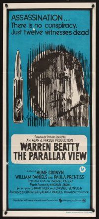9m940 PARALLAX VIEW Aust daybill '74 Warren Beatty gets mixed up in a political murder conspiracy!