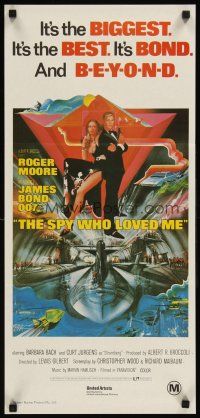 9m973 SPY WHO LOVED ME Aust daybill R80s great art of Roger Moore as James Bond 007 by Bob Peak!