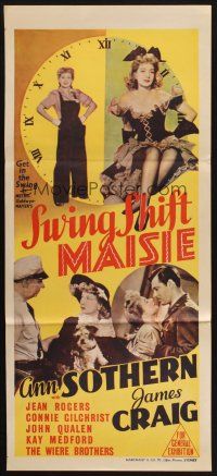 9m976 SWING SHIFT MAISIE Aust daybill '43 images of sexy Ann Sothern, James Craig!