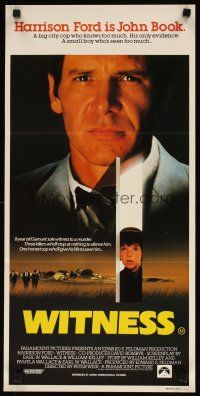 9m998 WITNESS Aust daybill '85 big city cop Harrison Ford in Amish country, directed by Peter Weir