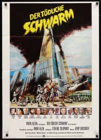 9m640 SWARM German '78 directed by Irwin Allen, Michael Caine, cool art of killer bee attack!