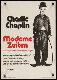 9m393 MODERN TIMES German 12x17 R63 great Kouper artwork image of Charlie Chaplin w/cane!