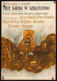 9m336 SPIRITS OF THE DEAD Polish 23x33 '71 Federico Fellini, Stachurski artwork of Jane Fonda!