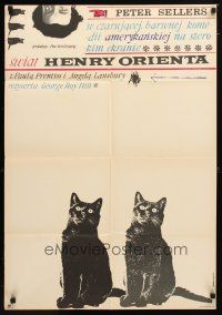 9m358 WORLD OF HENRY ORIENT Polish 23x33 '65 Peter Sellers, Angela Lansbury, art of cats!