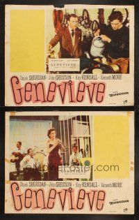9p892 GENEVIEVE 2 English LCs '54 Kay Kendall & Kenneth More slowed down by sheep in road!
