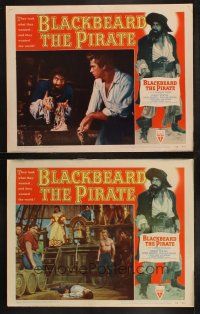 9p854 BLACKBEARD THE PIRATE 2 LCs '52 great images of Robert Newton in the title role!
