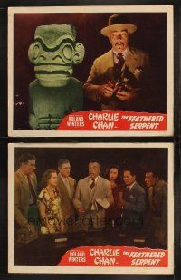 9p883 FEATHERED SERPENT 2 LCs '48 Roland Winters as Charlie Chan w/ Keye Luke, Forman & Lewis!