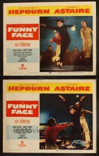 9p891 FUNNY FACE 2 LCs '57 great images of Audrey Hepburn dancing, directed by Stanley Donen!