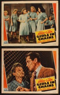 9p893 GIRLS IN CHAINS 2 LCs '43 Edgar Ulmer, Arline Judge, bad girls in prison!