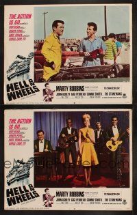 9p899 HELL ON WHEELS 2 LCs '67 cool vintage NASCAR stock car art, Marty Robbins sings & races!