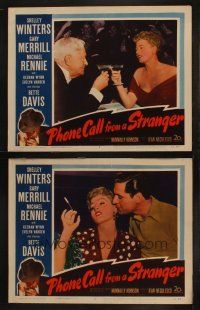 9p949 PHONE CALL FROM A STRANGER 2 LCs '52 sexy Shelley Winters romantic c/u with Michael Rennie!