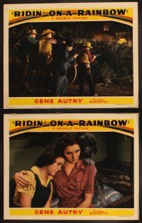 9p959 RIDIN' ON A RAINBOW 2 LCs '41 great images of cowboys with guns & pretty girls!