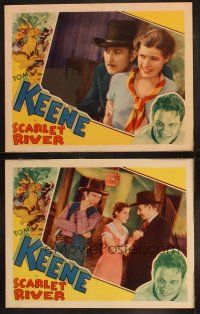 9p962 SCARLET RIVER 2 LCs '33 cowboy Tom Keene & pretty Dorothy Wilson!