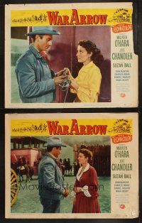 9p992 WAR ARROW 2 LCs '54 Maureen O'Hara & Jeff Chandler fight Native Americans!