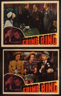 9p716 CRIME RING 4 LCs '38 cool crime thriller images of Allan Rocky Lane, gorgeous Frances Mercer!