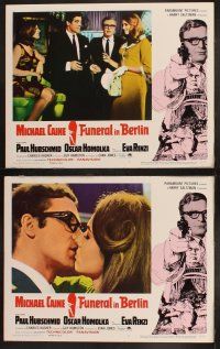 9p161 FUNERAL IN BERLIN 8 LCs '67 cool border art of Michael Caine w/gun, directed by Guy Hamilton!