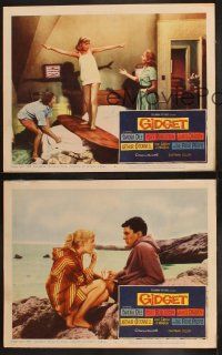 9p794 GIDGET 3 LCs '59 cute Sandra Dee, James Darren & Cliff Robertson + surfers on beach!