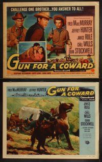 9p188 GUN FOR A COWARD 8 LCs '56 cowboys Fred MacMurray & Dean Stockwell in action, Janice Rule!