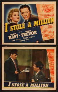 9p227 I STOLE A MILLION 8 LCs '39 cool crime images of George Raft, pretty Claire Trevor, Dick Foran