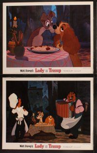 9p579 LADY & THE TRAMP 7 LCs R62 Walt Disney classic, great animated cartoon canine images!