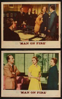 9p808 MAN ON FIRE 3 LCs '57 Bing Crosby, pretty Inger Stevens, Malcolm Broderick, divorce!