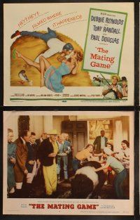 9p311 MATING GAME 8 LCs '59 Debbie Reynolds & Tony Randall are fooling around in the hay!